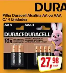 Rede Supermarket Pilha Duracell Alcalina AA ou AAA oferta
