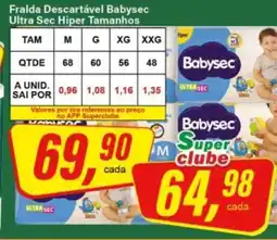 Rede Supermarket Fralda Descartável Babysec Ultra Sec Hiper Tamanhos oferta