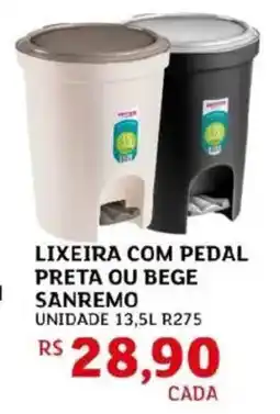 Assaí Atacadista Lixeira com pedal preta ou bege sanremo oferta