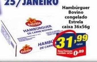 Vencedor Atacadista Hamburguer bovino Congelado Estrela caixa 36x56g oferta