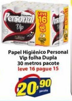 Vencedor Atacadista Papel Higiénico Personal Vip Folha Dupla 30m oferta
