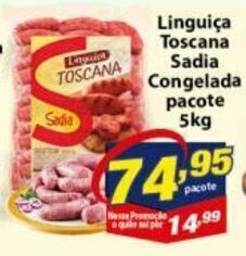 Vencedor Atacadista Linguica Toscana Sadia Congelada pacote 5kg oferta