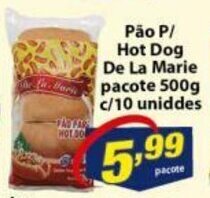 Pao p/ Hot Dog De La Marie pacote 500g c/10 unidades