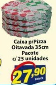 Vencedor Atacadista Caixa p/ Pizza Oitavada 35cm pacote c/25 unidades oferta