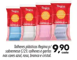 Asun Talheres plásticos Regina p/ sobremesa C/25: colheres e garfos nas cores azul, rosa, branca e cristal. oferta