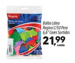 Asun Balão Látex Regina C/50 Pera 6,6" Cores Sortidas oferta