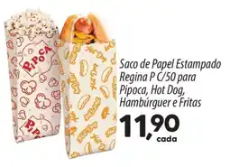 Asun Saco de Papel Estampado Regina P C/50 para Pipoca, Hot Dog, Hambúrguer e Fritas oferta