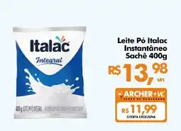 Supermercados Archer Leite Pó Italac Instantâneo Sachê oferta
