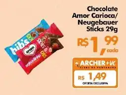 Supermercados Archer Chocolate Amor Carioca/ Neugebauer Sticks oferta