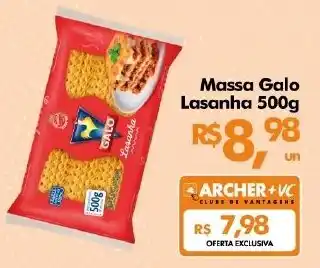 Supermercados Archer Massa Galo Lasanha oferta