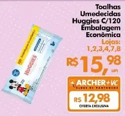 Supermercados Archer Toalhas Umedecidas Huggies C/120 Embalagem Econômica oferta