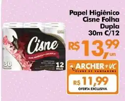 Supermercados Archer Papel Higiênico Cisne Folha Dupla 30m C/12 oferta