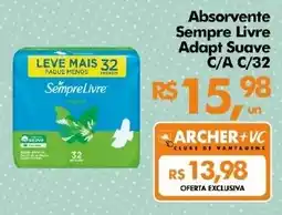 Supermercados Archer Absorvente Sempre Livre Adapt Suave C/A C/32 oferta