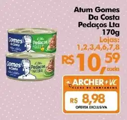 Supermercados Archer Atum Gomes Da Costa Pedaços Lta oferta