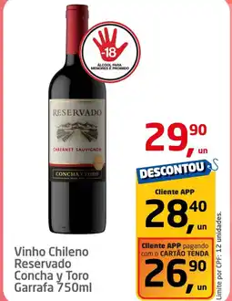 Tenda Atacado Vinho Chileno Reservado Concha y Toro Garrafa oferta