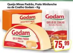 Rede Supermarket Queijo Minas Padrão, Prato Minilancha ou de Coalho Godam oferta