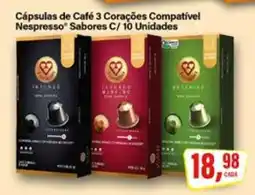Rede Supermarket Cápsulas de Café 3 Corações Compatível Nespresso Sabores C/ 10 Unidades oferta