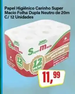 Rede Supermarket Papel Higiênico Carinho Super Macio Folha Dupla Neutro de 20m C/ 12 Unidades oferta