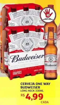 Assaí Atacadista Cerveja one way budweiser long neck oferta
