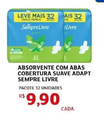 Absorvente com abas cobertura suave adapt sempre livre