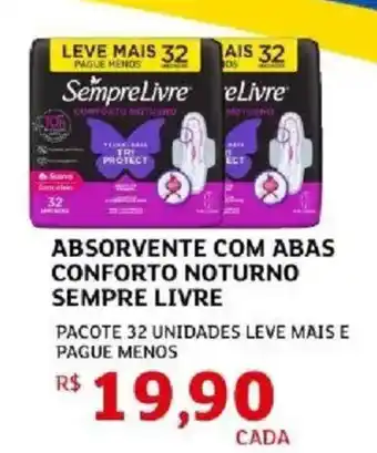 Assaí Atacadista Absorvente com abas conforto noturno sempre livre oferta