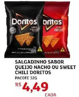 Assaí Atacadista Salgadinho sabor queijo nacho ou sweet chili doritos oferta