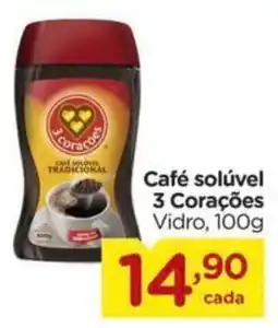 Carrefour Café solúvel 3 Corações Vidro, oferta