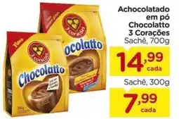 Carrefour Achocolatado em pó Chocolatto 3 Corações Sachê, oferta