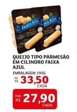 Assaí Atacadista Queijo tipo parmesão em cilindro faixa azul oferta