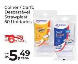 Super Luna Colher / Garfo Descartável Strawplast 50 Unidades oferta