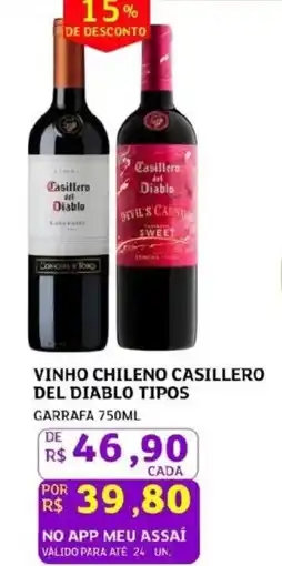 Assaí Atacadista Vinho chileno casillero del diablo tipos oferta