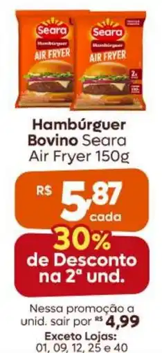 Supermercados Pague Menos Hambúrguer Bovino Seara Air Fryer oferta