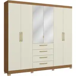 Benoit Roupeiro Kappesberg 6 Portas e 4 Gavetas MDP 235 x 250 x 47cm Com Espelho oferta