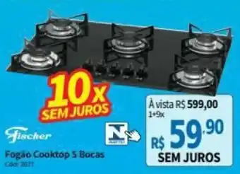 Deltasul Fogao Cooktop Fischer - 5 Bocas oferta