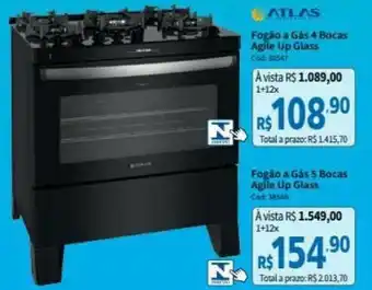 Deltasul Fogao e gas 4 Bocas Agile Up Glass oferta