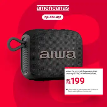 Caixa de som mini speaker Aiwa aws-sp-07-b7w bluetooth ipx6