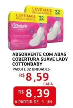 Assaí Atacadista Absorvente com abas cobertura suave lady cottonbaby oferta