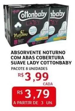 Assaí Atacadista Absorvente noturno com abas cobertura suave lady cottonbaby oferta