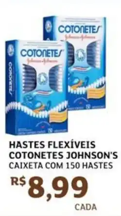 Assaí Atacadista Hastes flexíveis cotonetes johnson's caixeta com 150 hastes oferta