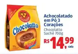Supermercados Mateus Achocolatado em Pó 3 Corações Chocolatto Sachê oferta