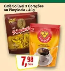 Rede Supermarket Café Solúvel 3 Corações ou Pimpinela - 40g oferta