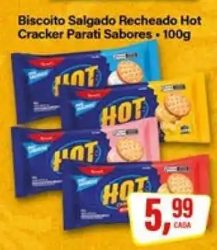 Rede Supermarket Biscoito Salgado Recheado Hot Cracker Parati Sabores oferta