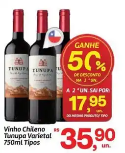 Fort Atacadista Vinho Chileno Tunupa Varietal Tipos oferta