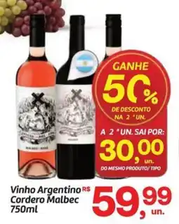 Fort Atacadista Vinho Argentino Cordero Malbec oferta