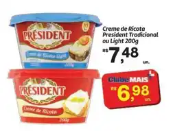 Fort Atacadista Creme de Ricota President Tradicional ou Light oferta