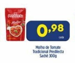 Arena Atacado Molho de Tomate Tradicional Predilecta Sache 300g oferta