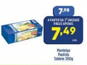 Arena Atacado Manteiga Paulista Tablete 200g oferta