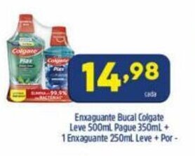 Arena Atacado Enxaguante Bucal Colgate Leve 500ml Pague 350ml + 1 Enxaguante 250ml leve+ pague- oferta