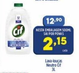 Arena Atacado Lava-loucas Neutro Cif 500ml oferta