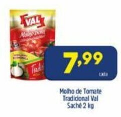 Arena Atacado Molho de Tomate Tradicional Val sache 2kg oferta